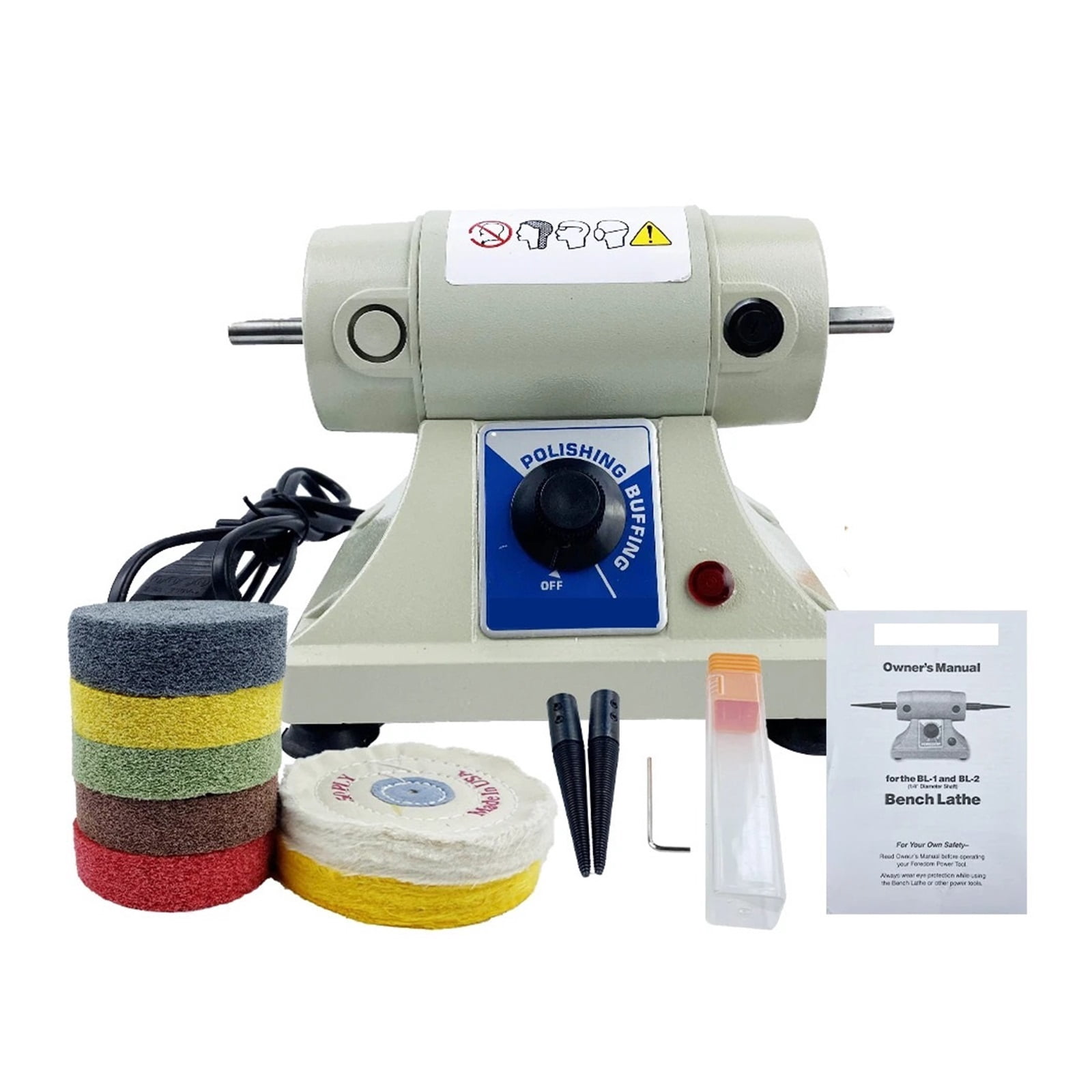 Bench Polisher Adjustable Speed DIY Jade Jewelry Low Power Metal Double Head Automatic Grinder