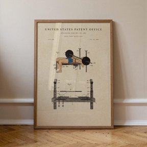 Bench Press Patent Wall Art Print Weightlifting Decor Unframed Paper Print
