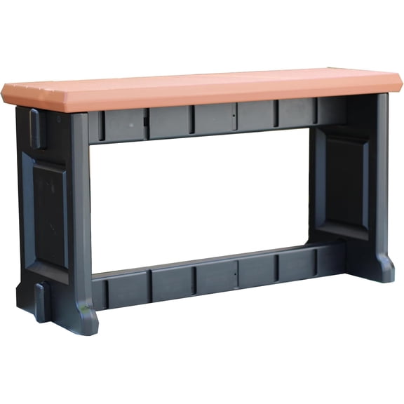 Bench, Redwood Top with Black Sides, 1 Pack - Proudly Made in The USA, Click and Lock Hardware-Free Assembly, Durable and Stylish Outdoor Seating