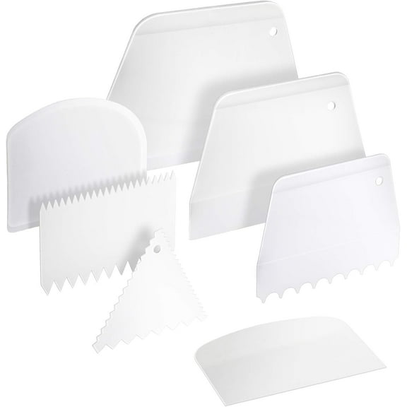 Bench Scrapers for Professional Chefs, Easy to Clean Food Safe Plastic Multipurpose Scrapers Non-Slip Handle - Your Essential Kitchen Companion (7PCS)
