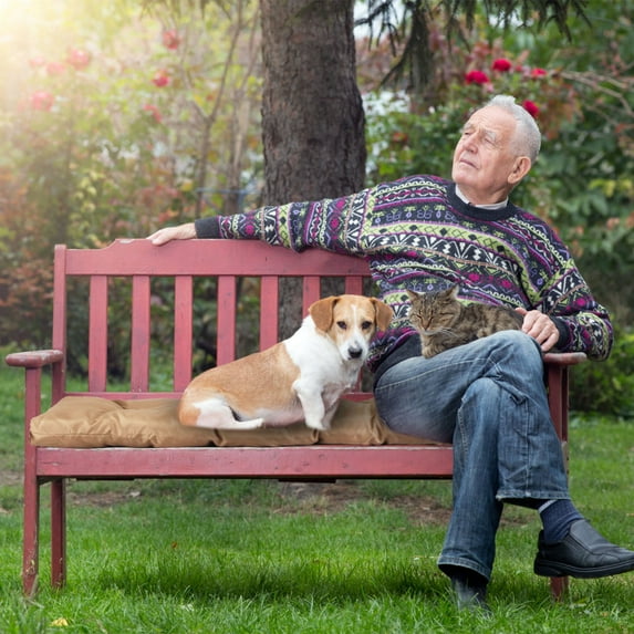 Bench Seat Cushion with Ties, Waterproof Indoor Outdoor Rectangle Bench Seat Pads 7D Hollow Cotton Chair Pad (Plus, Khaki)