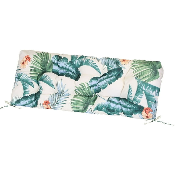 Bench Seat Cushion with Ties, Waterproof Indoor Outdoor Rectangle Bench Seat Pads 7D Hollow Cotton Chair Pad (Pro, Leaves)