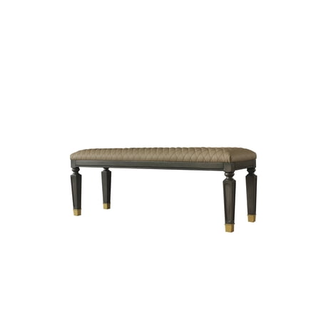 Acme Traditional Bench With Tan Pu And Tobacco Finish 28907