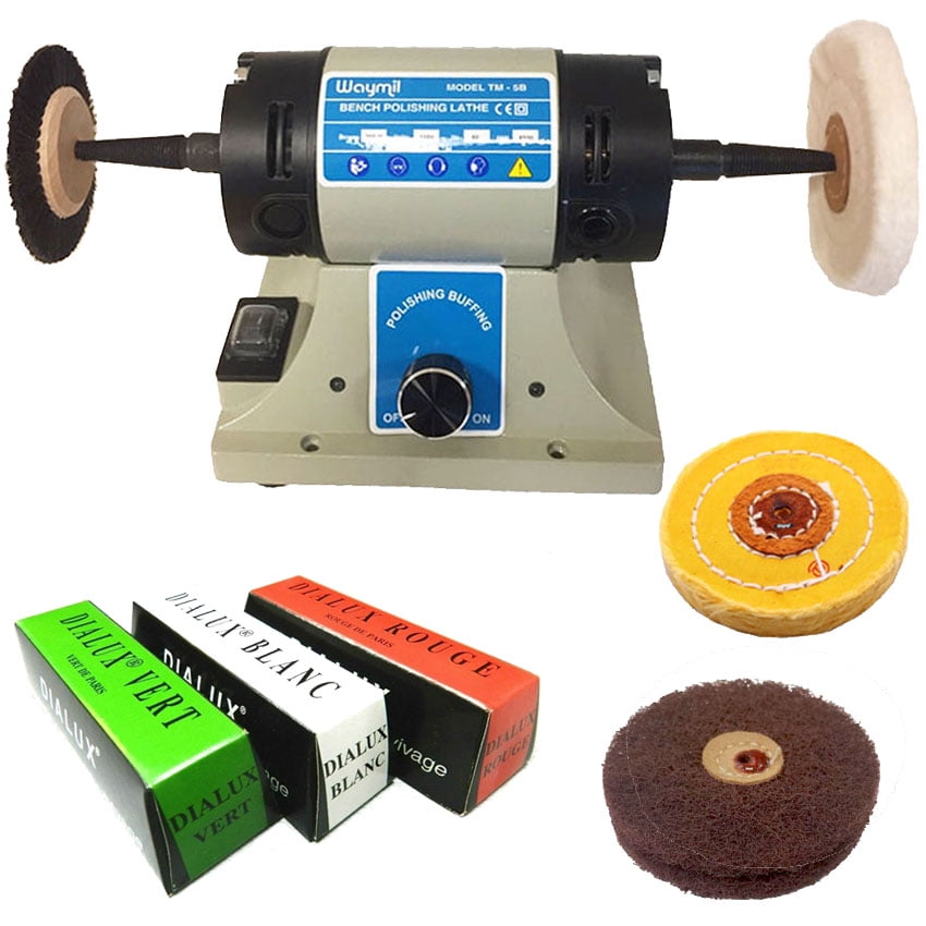 Bench Top Buffer Polisher Kit Variable Speed Motor with Set Buffs