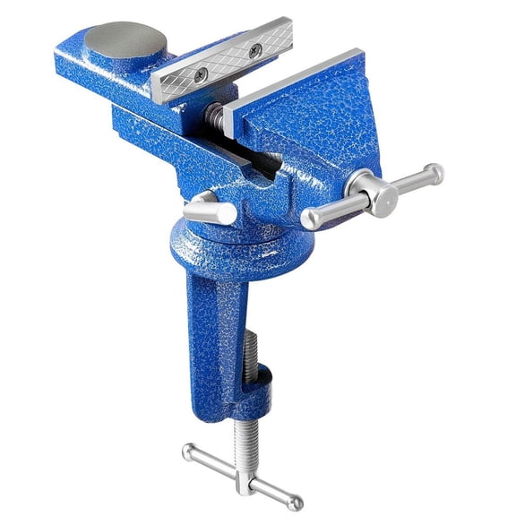 Bench Vise, 3 Inch, Portable Workbench Vice with 360 Swivel Base, Quick Release Rotating Bench Clamp, Raised Base, Cast Iron Construction, for Woodworking, Metalworking, Drilling, and Cutting