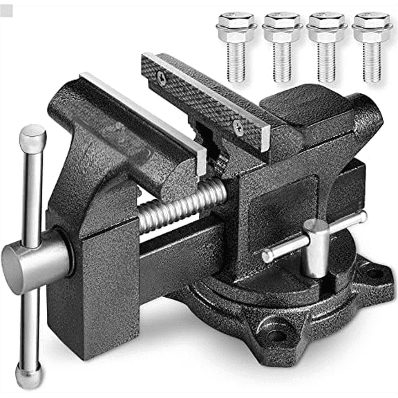 Bench Vise 4-1/2", Vice for Workbench with Heavy Duty Forged Steel Construction, Built-in Pipe Jaw, Swivel Base Table Vise for Woodworking, Home Workshop Use and DIY Jobs$$Tools & Hardware Other