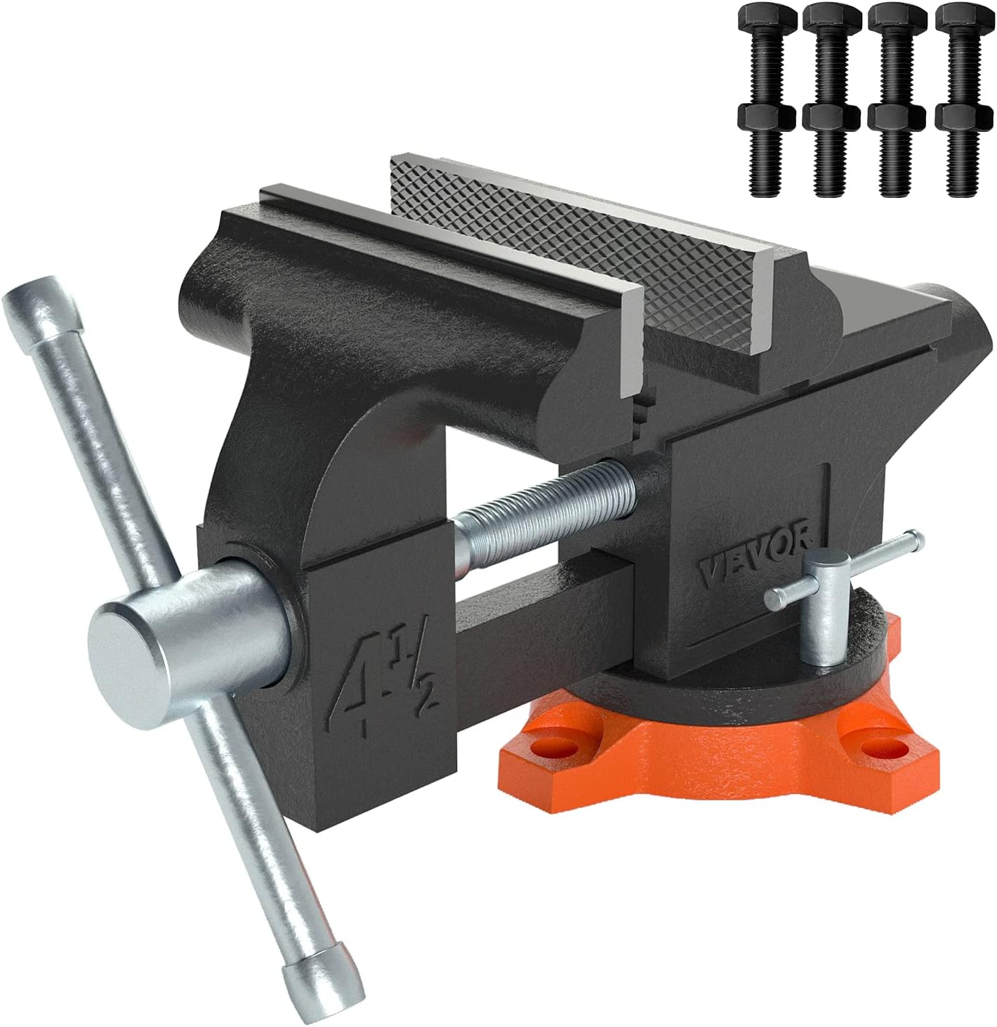Bench Vise, 4.5-inch Jaw Width 3.3-inch Jaw Opening, 240-Degree Swivel ...