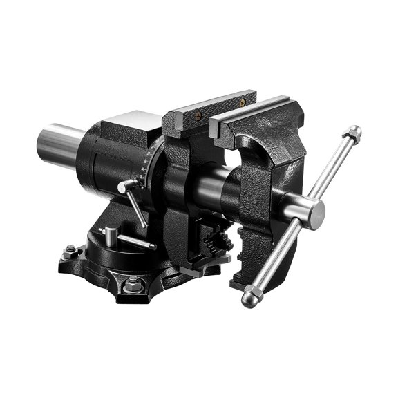 Bench Vise 5.5" Jaw Dual Swivel 360 Rotating Locking Base & Head 2.76" Throat 5" Opening for Pipe Drilling Work