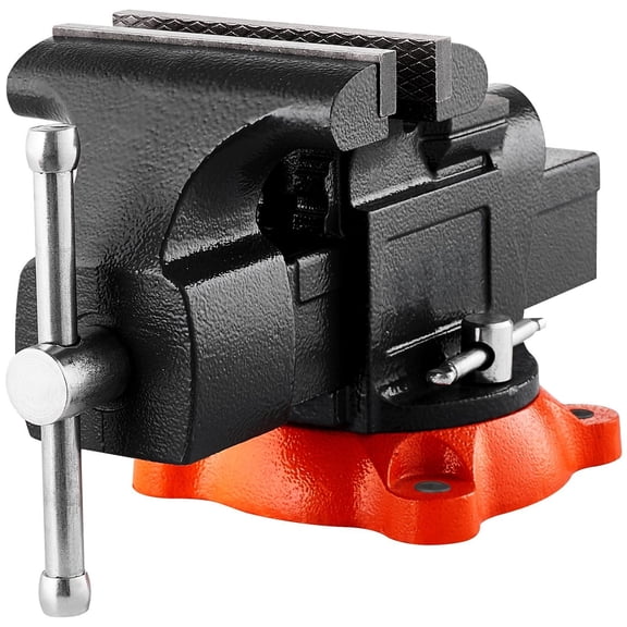 Bench Vise 5 Inch, Heavy Duty Swivel Vise 360 Rotation, Ductile Iron Vise with Anvil & Pipe Jaws, Workbench Vise for Metalworking, Clamping, Repair