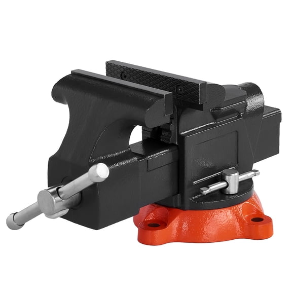 Bench Vise 5 Inch Jaw Width 5 Inch Opening 360 Swivel Base 2.8 Throat Depth Heavy Ductile Iron with Anvil