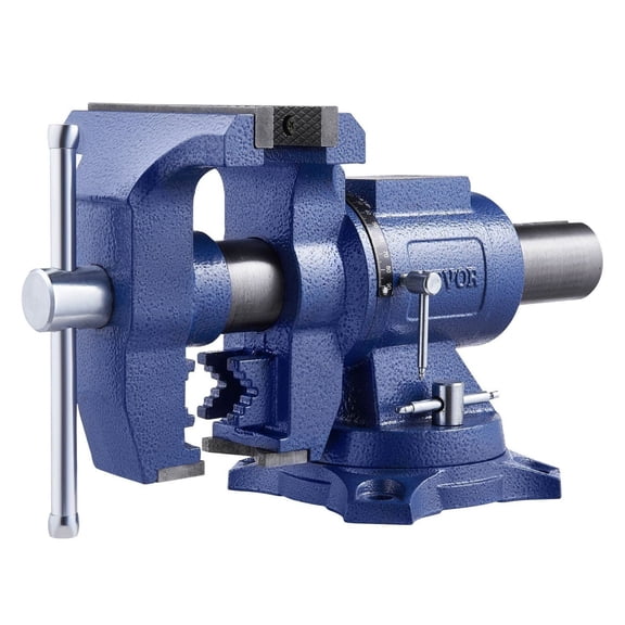 Bench Vise, 6.5 Inch Heavy Duty Ductile Iron Vise - 5 Inch Jaw Opening, 360 Swivel Base, with Anvil & Pipe/V-Jaws for Metalworking, Woodworking & Repair