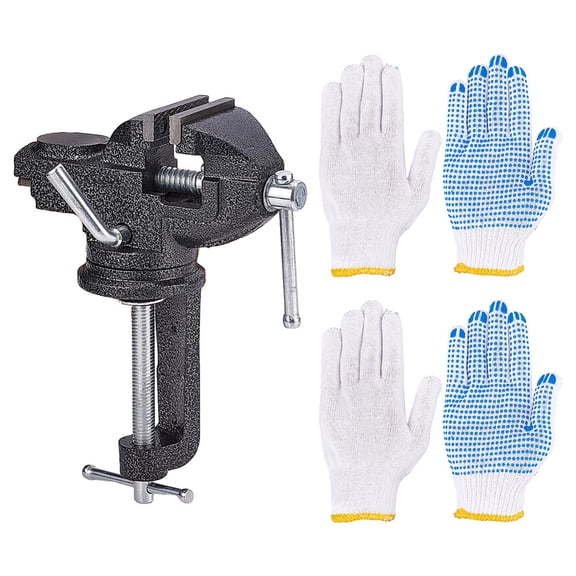 Bench Vises 3Inch Universal Table Vise 360Swivel Base Bench Clamp Home Vise Clamp-On Vise Repair Tool for Cutting Conduit Drilling Metalworking-Black