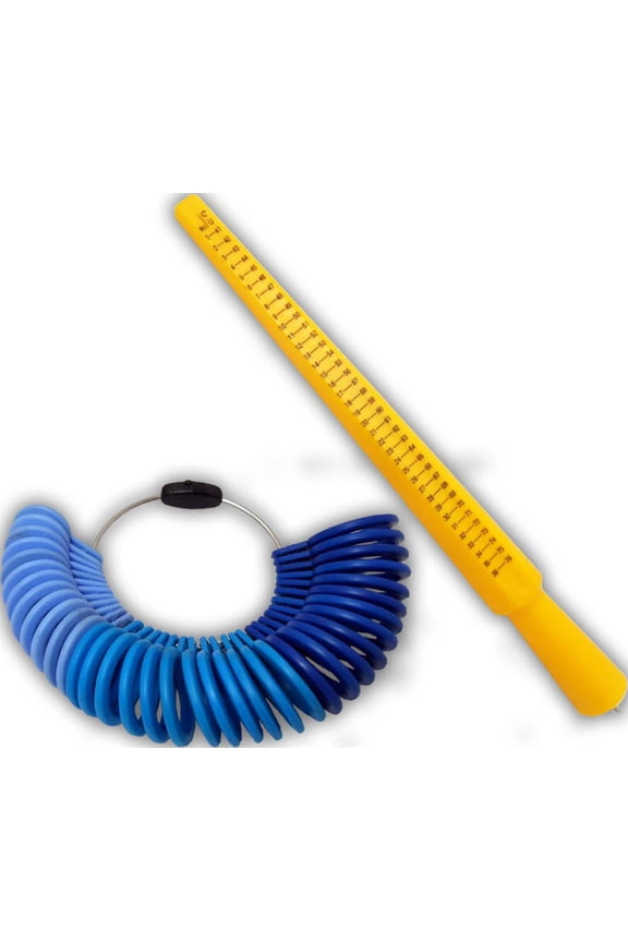 Bench Wizard 10" Plastic Ring Mandrel & 36pc Plastic Ring Sizer Set |Quarter Sizes from 1-15mm| 36 Pc Size Includes SAE and Metric Units | Perfect Set for Ring Repairs