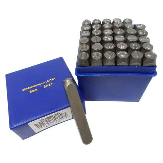 Bench Wizard 36 Pc Number and Lowercase Letter Punch Set | 5/16" (8MM) | Heat-Treated Carbon Steel Punches | Great for Metal