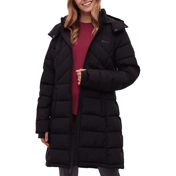 Bench. Women's Long Puffer Jacket Black Large