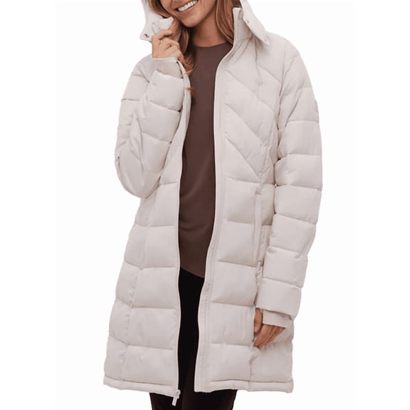 Bench. Women's Long Puffer Jacket Cream Medium
