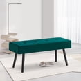 thumbnail image 1 of Bench for Entryway, Upholstered Dining Bench with No Arms Accent Bench Elegant Velvet Living Room Bench Tufted with Strong Metal Legs for Unisex, 1 of 16