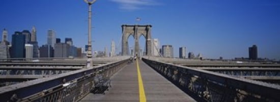 Bench on a bridge Brooklyn Bridge Manhattan New York City New York State USA Canvas Art - Panoramic Images (36 x 13)