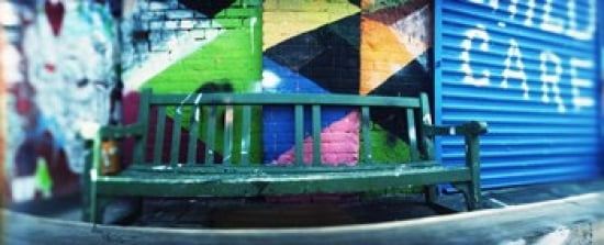 Bench outside a building Williamsburg Brooklyn New York City New York State USA Canvas Art - Panoramic Images (30 x 12)