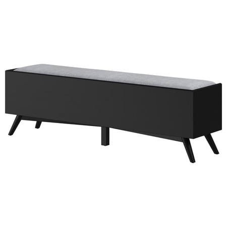 Bench with Fabric Padded Seat and 2 Drawers, Black - Saltoro Sherpi