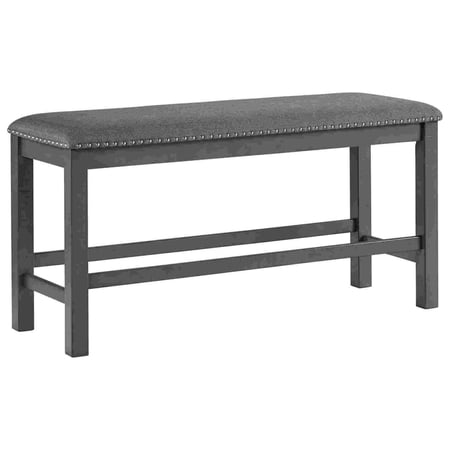 Bench with Fabric Seat and Nailhead Trim Gray - Saltoro Sherpi