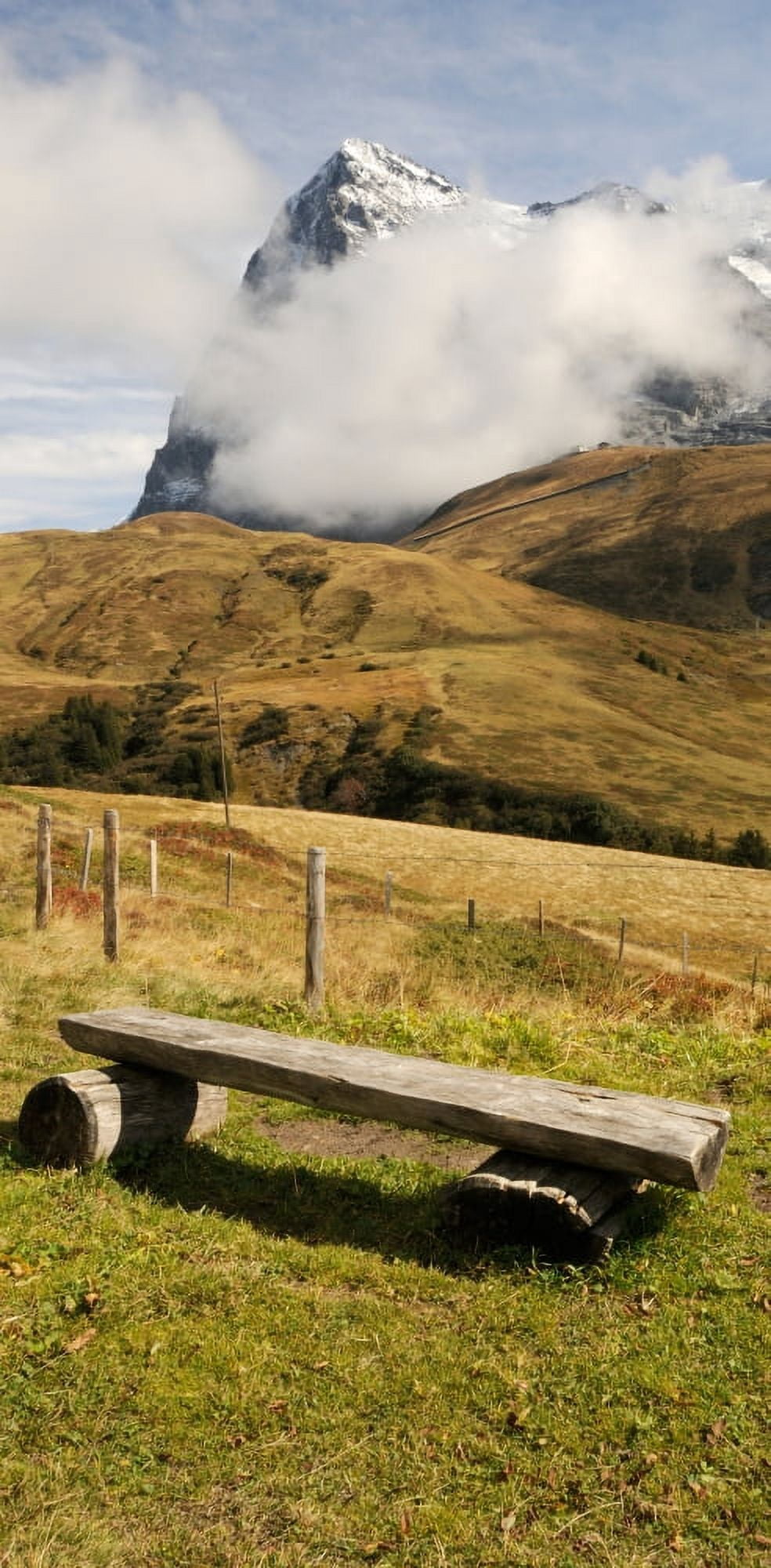 Bench with Mt Eiger in the background Kleine Scheidegg Bernese Oberland Bern Switzerland Canvas Art - Panoramic Images (27 x 9)