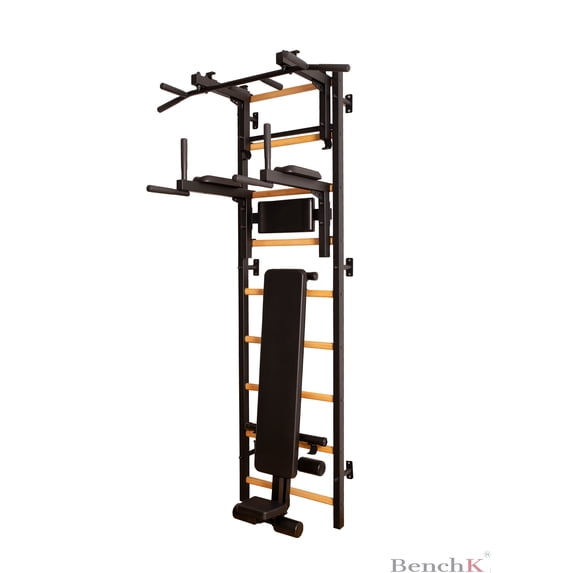 BenchK Home Fitness Equipment-Wooden Wall Bar, Power Tower Dip Station ...