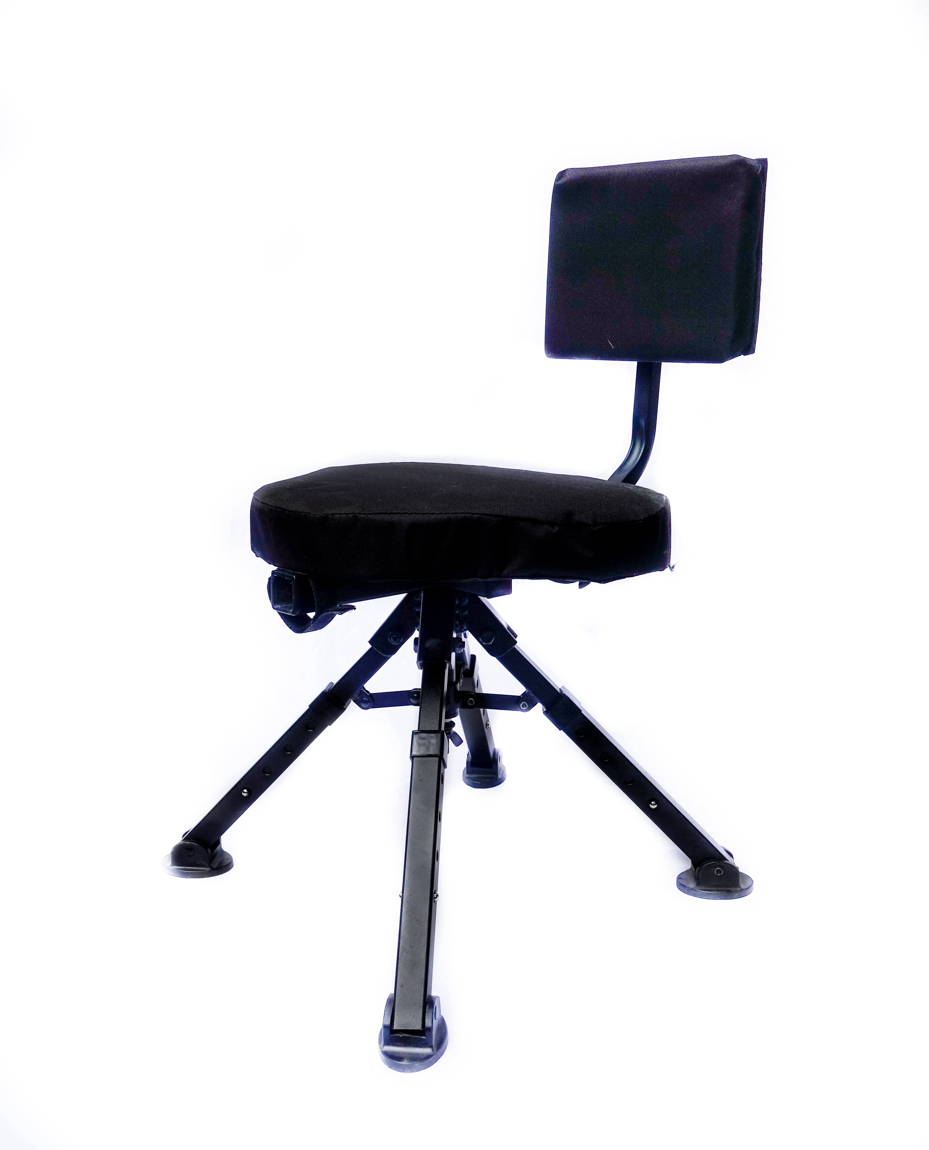 BenchMaster 4-Leg Adjustable Ground Blind Hunting Chair – 360° Swivel Shooting Chair, Portable Padded Seat with Adjustable Legs, Black