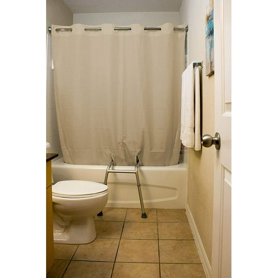 BenchMate Split Shower Curtain for Bath Transfer Benches Premium Hookless Quick-Attach System Helps Keep Water Off Floor