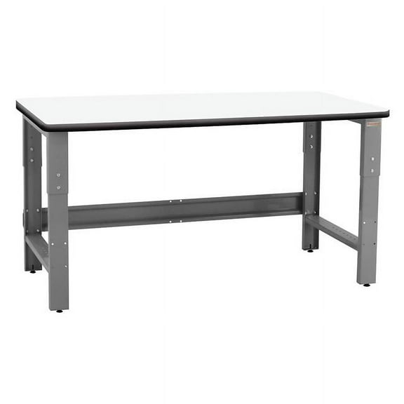 BenchPro  24 x 48 x 30 to 36 in. Adjustable Height Roosevelt Workbenches with Formica White Laminate & T-Mold Bumper Edge Top, Gray & White
