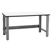 BenchPro 24 x 48 x 30 to 36 in. Adjustable Height Roosevelt Workbenches with Formica White Laminate & T-Mold Bumper Edge Top, Gray & White