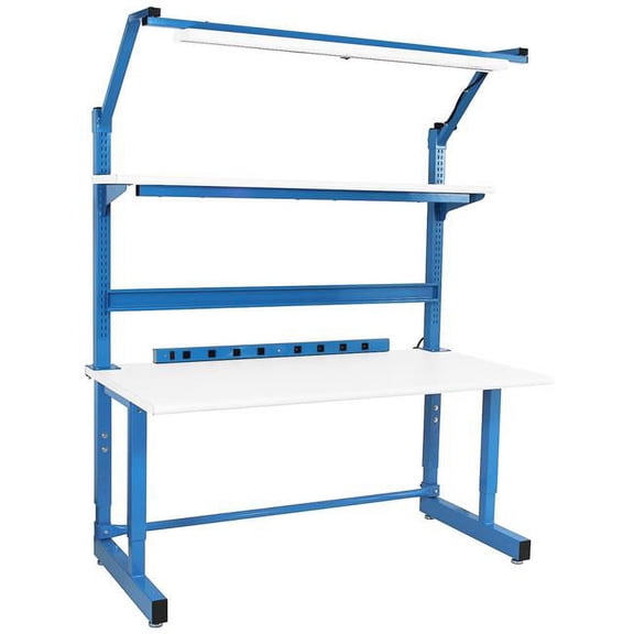 BenchPro  30 x 60 x 30 to 36 in. Adjustable Height Dewey Complete Workstations Set with LisStat Static Control Laminate Top, Light Blue & White