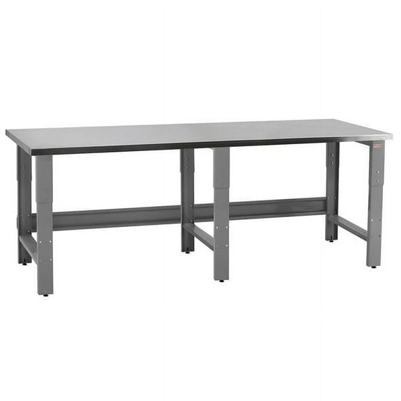 BenchPro 30 x 96 x 30 to 36 in. Adjustable Height Roosevelt Workbenches with Stainless Steel Top, Gray