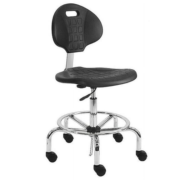 BenchPro ESD Urethane Polyurethane Stools Chair with Chrome Base & 19 to 27 in. Height Adjustment, Black