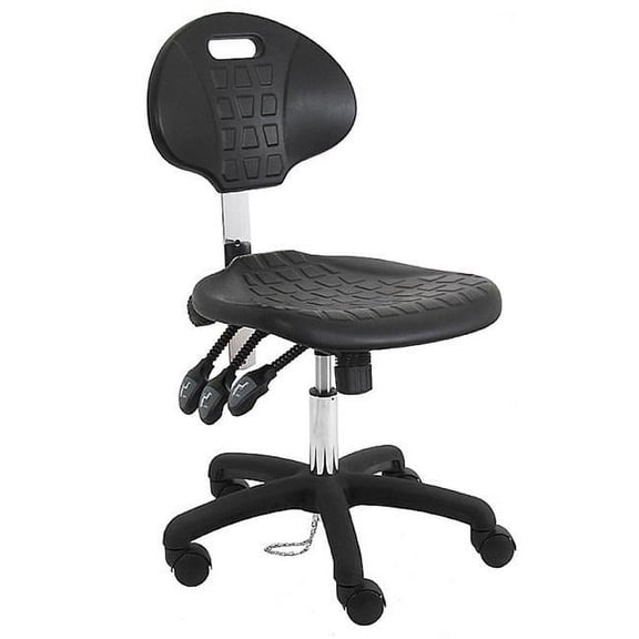 BenchPro ESD Urethane Polyurethane Stools Desk Height Chair with Nylon Base & 15 to 20 in. 3 Lever Control Height Adjustment, Black