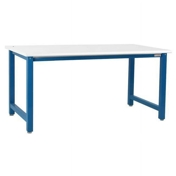 BenchPro KD2472-LP-LBFr-WT 24 x 72 x 30 to 36 in. Kennedy Height Adjustable Workbench with LisStat ESD Static Control Laminate Top, Light Blue & White