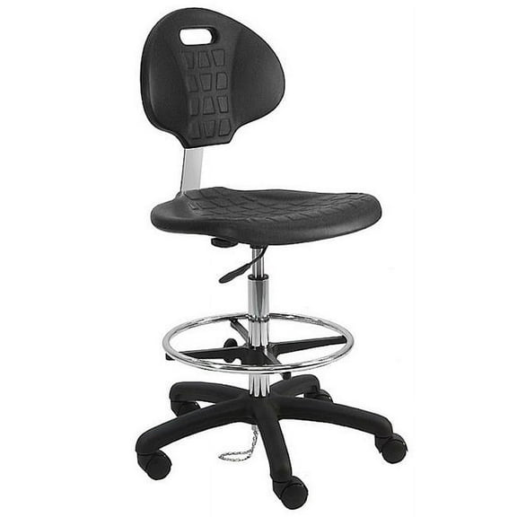BenchPro LNT-DUB ESD Urethane Polyurethane Stools Chair with 18 in. Adjustable Footring, Nylon Base & 21 to 31 in. Height Adjustment, Black