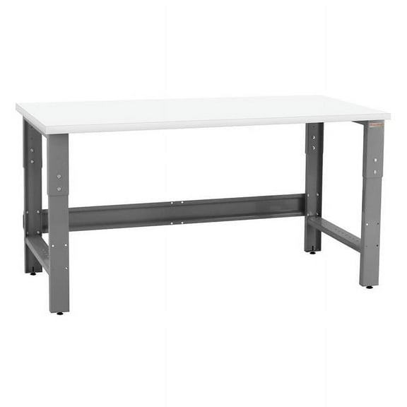 BenchPro RE2472-GFr-W 24 x 72 x 30 to 36 in. Adjustable Height Roosevelt Workbenches with Formica Laminate Top, Gray & White