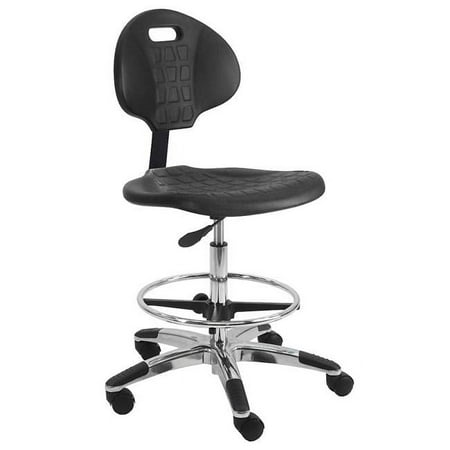 BenchPro Urethane Polyurethane Stool Chair with 18 in. Adjustable Footring, Aluminum Base & 21 to 31 in. Height Adjustment, Black