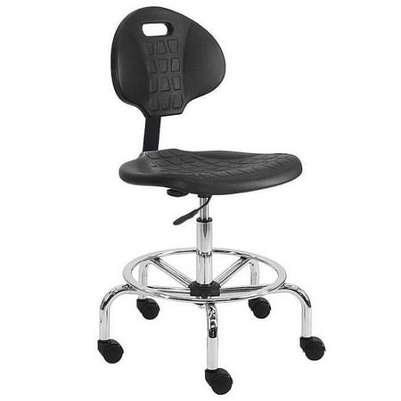 BenchPro Urethane Polyurethane Stool Chair with Chrome Base & 19 to 27 in. Height Adjustment, Black