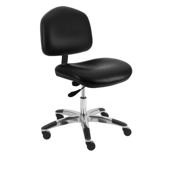 BenchPro WAS-V1-black Vinyl Wide Desk Height Seating Chair, Aluminum Base & 17 to 22 in. Height Adjustment, Black