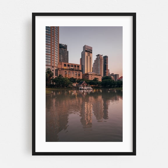 Benchasiri Park 01 - Bangkok Thailand Photography Black Framed Wall Art Print 16 x 24 inches