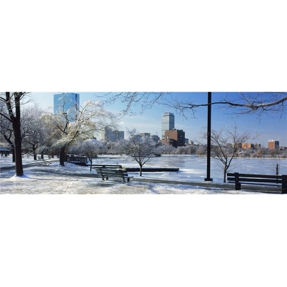 Benches in A Park Charles River Park Boston Massachusetts USA Poster Print - 27 x 9