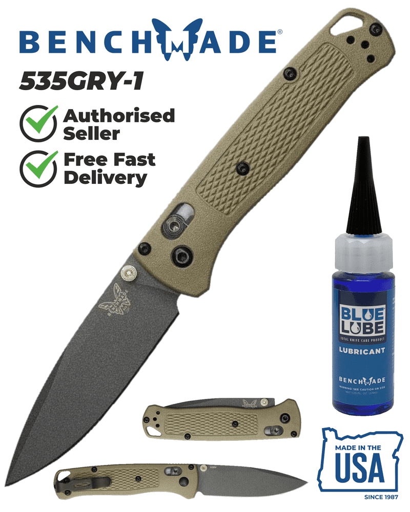 Benchmade 535GRY1 Bugout 3.24" Gray Cerakote Folding Knife with Blue