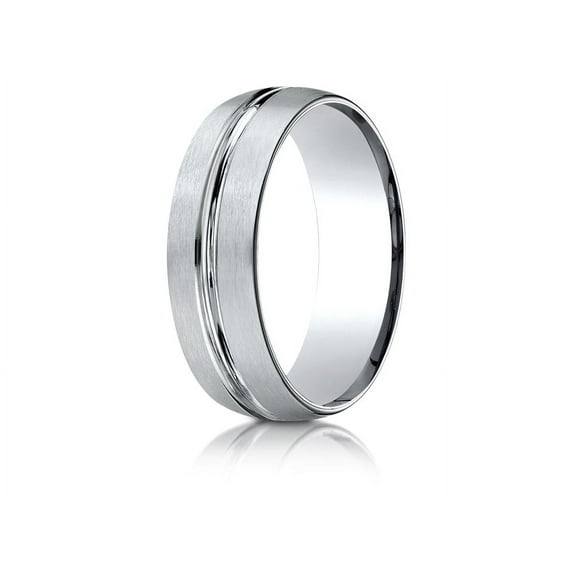 Benchmark� 10k Gold 7mm Comfort-fit Satin-finished With High Polished Center Cut Carved Design Wedding Band Ring