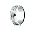 thumbnail image 1 of Benchmark� 10k Gold 8mm Comfort-fit Drop Bevel Satin Center Cut Design Wedding Band Ring, 1 of 9