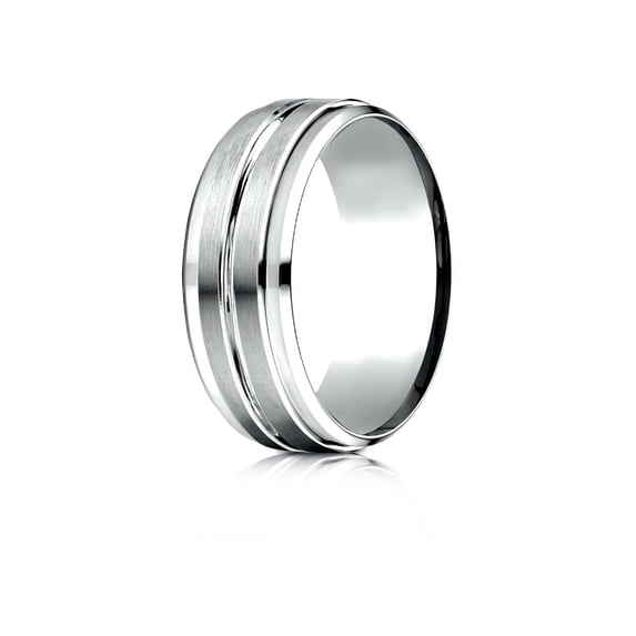 Benchmark� 10k Gold 8mm Comfort-fit Drop Bevel Satin Center Cut Design Wedding Band Ring