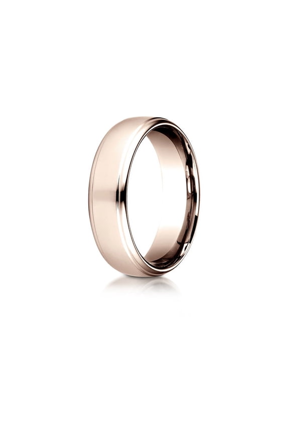 Benchmark� 14 Karat Rose Gold 6.5mm Comfort-fit Drop Edge High Polish Design Wedding Band Ring