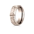 thumbnail image 1 of Benchmark� 14 Karat Rose Gold 7mm Comfort-fit Hammered Finish Grooved Carved Design Wedding Band Ring, 1 of 7