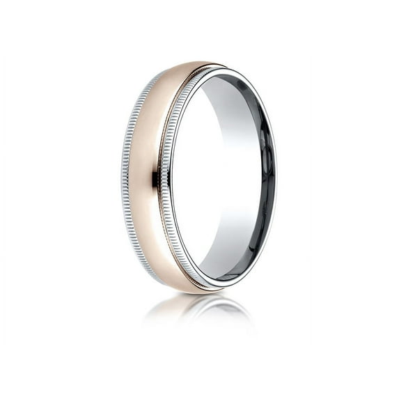 Benchmark� 14 kt Two Tone Goldd 6mm Comfort-fit High Polished Milgrain Carved Design Wedding Band Ring